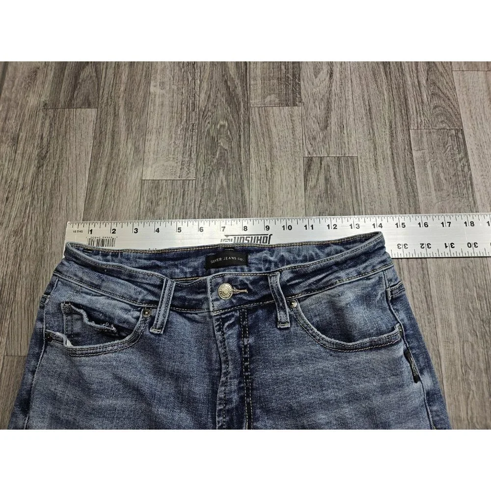 Silver Jeans Co Jeans Womens 27 Most Wanted Straight Crop‎ Distressed Raw Hem